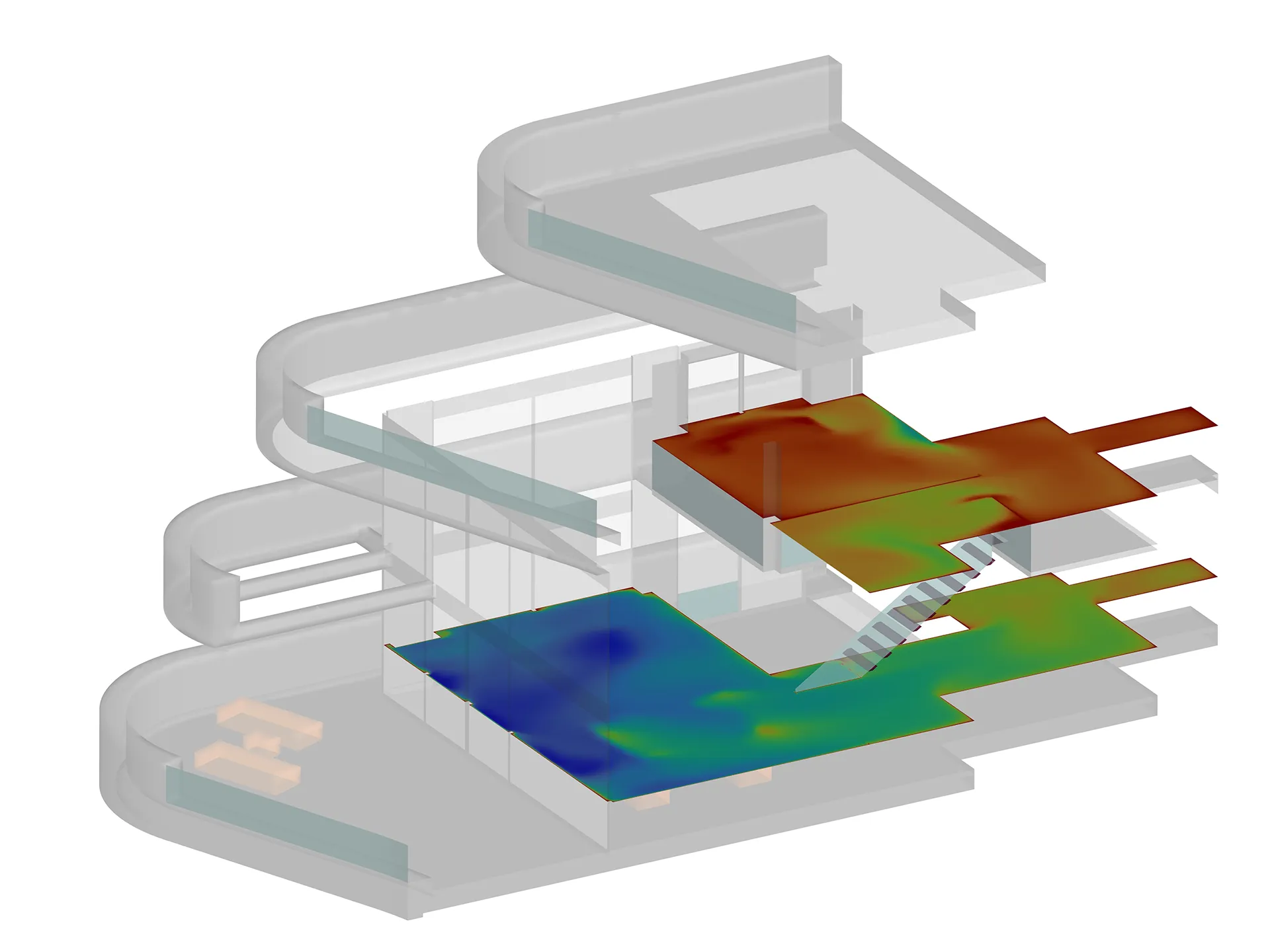 Figure 4: Contours of Temperature 1.0m above the Floor of the Apartment.
